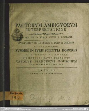 De Pactorum Ambiguorum Interpretatione : Dissertatio Iuris Civilis Romani
