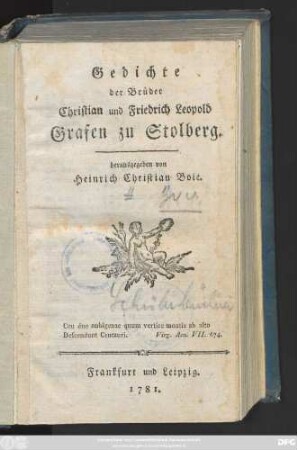 Gedichte der Brüder Christian und Friedrich Leopold Grafen zu Stolberg