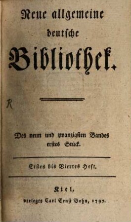 Neue allgemeine deutsche Bibliothek. 29. 1797