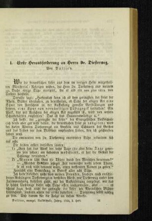 Erste Herausforderung an Herrn Dr. Diesterweg