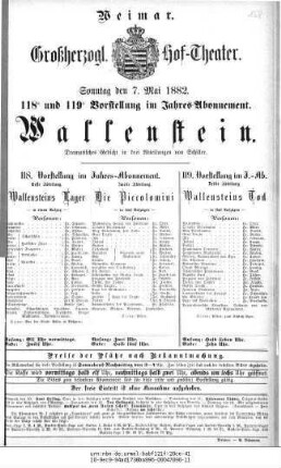 Wallenstein [Wallensteins Lager; Die Piccolomini; Wallensteins Tod]