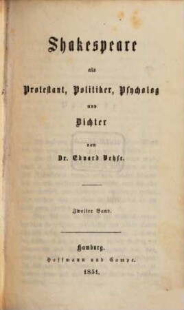 Shakespeare als Protestant, Politiker, Psycholog und Dichter, 2