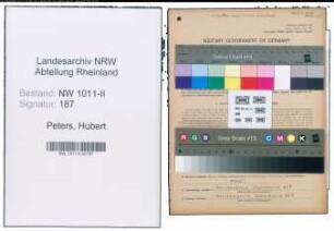 Entnazifizierung Hubert Peters , geb. 15.11.1902 (Wiegekammergehilfe)
