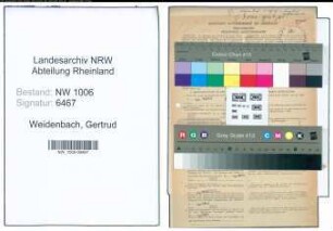 Entnazifizierung Gertrud Weidenbach , geb. 26.06.1909 (Ordensschwester)