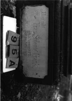 Grabstein 95 (Index: 99795954) Zustand: hebräische Schrifttafel fehlt Maße HxBxT: 133x64x38 cm: Grabstein 95A