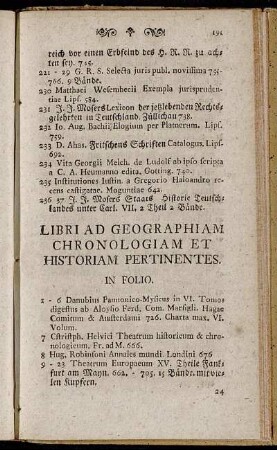 Libri ad geographiam chronologiam et historiam pertinentes.