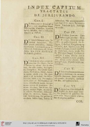 Index capitum tractatus de Jurejurando