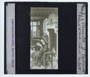 Campin, Werl-Triptychon,Campin, hl. Barbara, lesend (Werl-Triptychon, re. Flügel)
