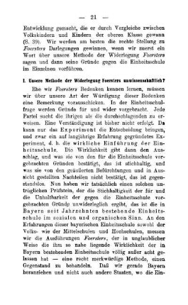 I. Unsere Methode der Widerlegung Foersters unwissenschaftlich?