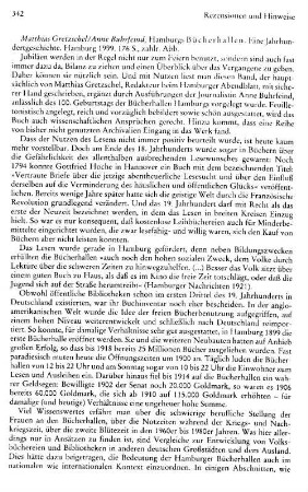 Gretzschel, Matthias ; Buhrfeind, Anne :: Hamburgs Bücherhallen, eine Jahrhundertgeschichte : Hamburg, 1999