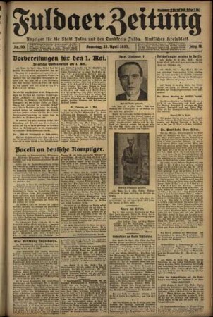 Ausgabe vom Samstag, den 22. April 1933.