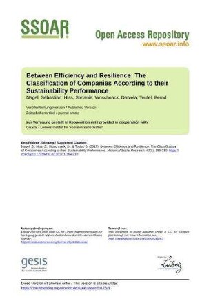 Between Efficiency and Resilience: The Classification of Companies According to their Sustainability Performance