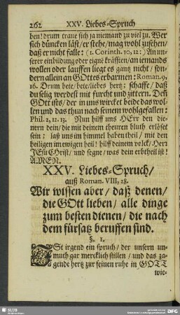 XXV. Liebes-Spruch, auß Roman. VIII. 28