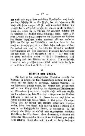 VI. Rückblick und Schluß