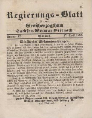 Nr. 12 : 17. April 1852