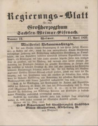Nr. 12 : 17. April 1852