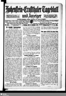 Hohenstein-Ernstthaler Tageblatt und Anzeiger : Hohenstein-Ernstthaler Zeitung, Nachrichten und Neueste Nachrichten ; Generalanzeiger für Hohenstein-Ernstthal mit Hüttengrund, Oberlungwitz, Gersdorf, Hermsdorf, Bernsdorf, ...