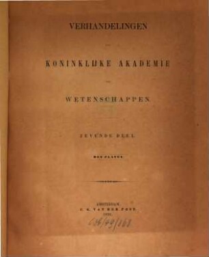 Verhandelingen der Koninklijke Akademie van Wetenschappen, Afdeeling Natuurkunde. 7. 1859
