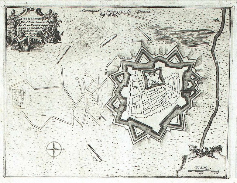 Plan der Belagerung von Carmagnole, 1691
