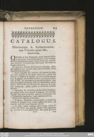 Catalogus. Haereticorum & Schismaticorum, tam Veterum quàm Modernorum.