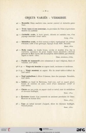Objets variés - Verrerie (Nr. 42-69)