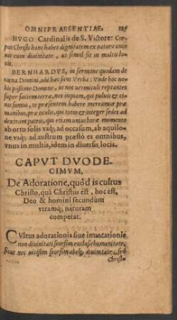 Caput Duodecimum, De Adoratione, quod is cultus Christo ...