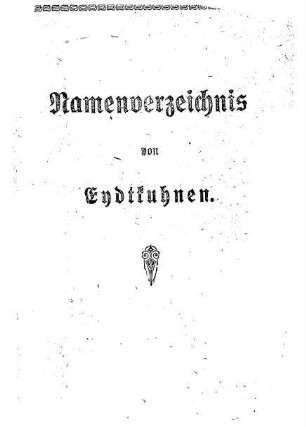 Namenverzeichnis von Eydtkuhnen