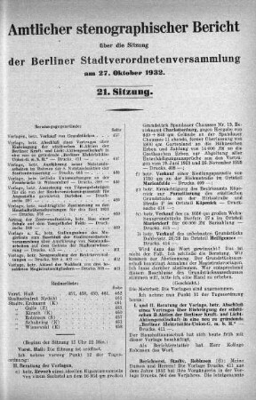 Sitzung 21, 27. Oktober 1932