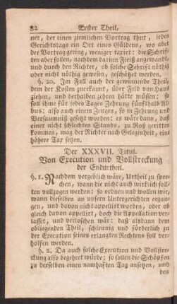 Der XXXVII. Titul. Von Execution und Vollstreckung der Endurtheil