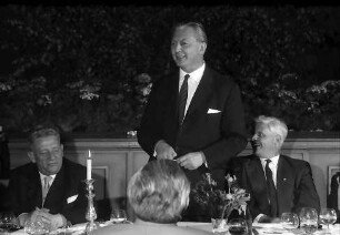 Lörrach: Hotel Hirschen; Landesregierung in Lörrach; Empfang der Landesregierung im Hotel Hirschen; Dichtel, Ministerpräsident Kiesinger, Landrat Bechtold