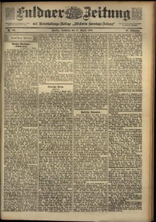 Zweite Ausgabe vom Samstag, den 11. August 1900.