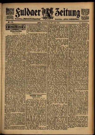 Zweite Ausgabe vom Samstag, den 30. Juli 1904.
