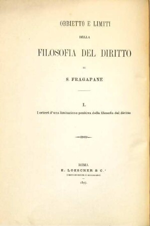 Obbietto e limiti della filosofia del diritto, 1