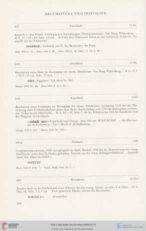 Bruchstücke und Initialien (Nr. 657 - 717)