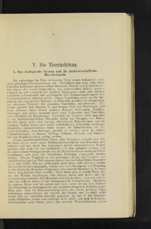 V. Die Tierzüchtung.