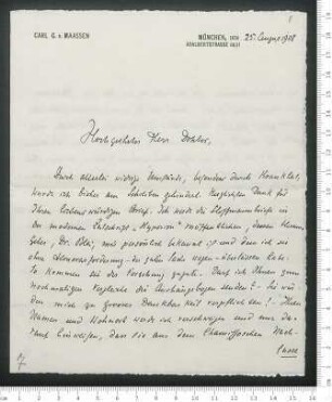 Brief von Carl Georg von Maassen an Adelbert Hans von Chamisso