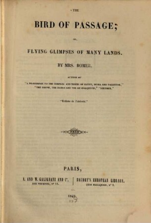 The bird of passage or, flying glimpses of many lands