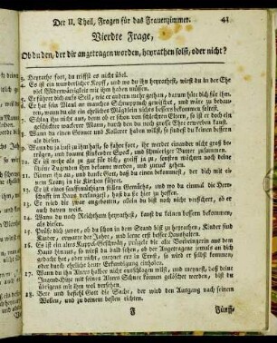 Vierdte Frage, Ob du den, der dir angetragen worden, heyrathen solst, oder nicht?