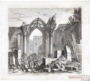 Die Augustinerkirche während des Abbruchs