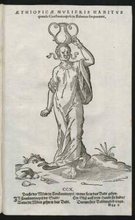 Aethiopicae Mulieris Habitus quando Constantinopoli Balneum frequentant.