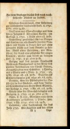 Bei dem Verleger dieses sind noch nachstehende Bücher zu haben.