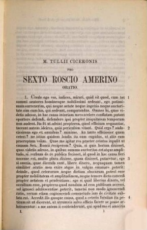 M. Tullii Ciceronis Orationes selectae XVIII, 1. Orationes Pro S. Roscio Amerino ... continens