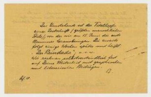 Brief von Johannes Baader an Hannah Höch. Berlin