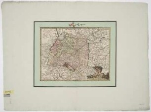 Karte von dem Schwäbischen Reichskreis, 1:1 300 000, Kupferstich, um 1685 : Suevia Neue Land-Tafel des Gantzen Schwäbischen Krayßes / Jacob Sandrart sculp. et Excudit. - [Ca. 1:1 300 000]. - Norimbergae , [um 1685]. - 1 Kt. : Kupferstich ; 38 x 27 cm. Titelkartusche unten rechts. - Maßstab in graph. Form (Miliaria Germanica communia, Miliaria Gallica communia)