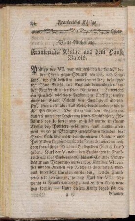 Vierte Abtheilung. Frankreichs Könige aus dem Hause Valois
