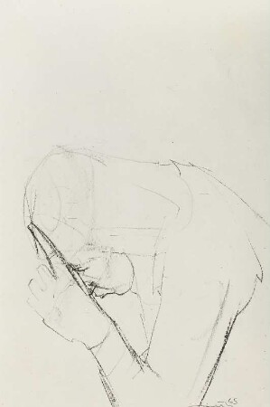 Gebeugter Mädchenkopf mit Hand