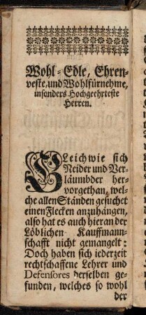 Zuschrift - Wohl-Edle ... Herren