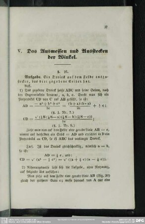 V. Das Ausmessen und Ausstecken der Winkel