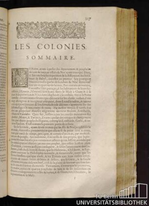 Les Colonies. Sommaire.