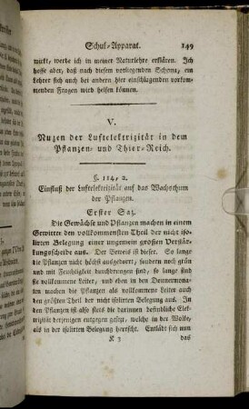 V. Nuzen der Luftelektrizität in dem Pflanzen- und Thier-Reich.